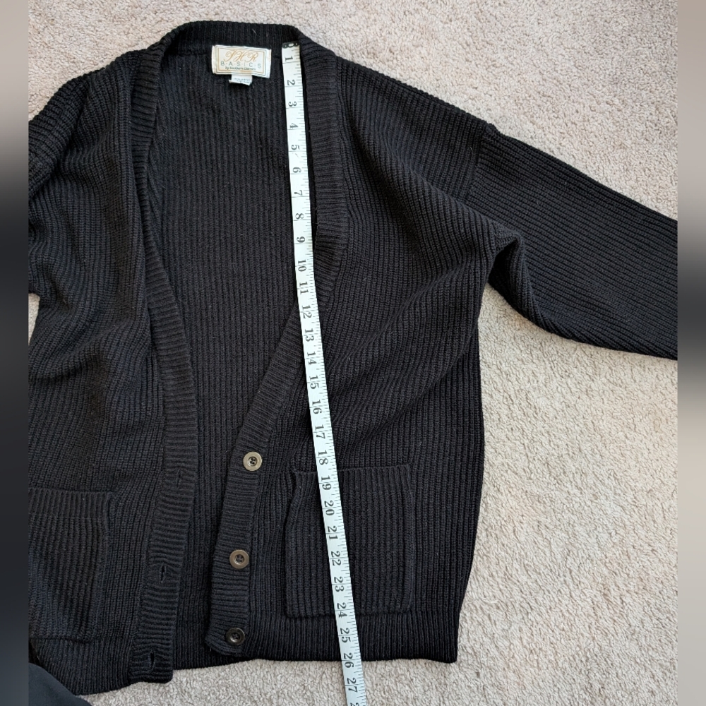 Black Ribbed Cardigan Sweater - Picture 5 of 6